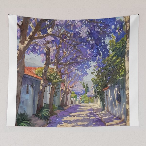 Item preview, Blooming Pathway: A Spring Street in Purple Splendor designed and sold by oanaunciuleanu.