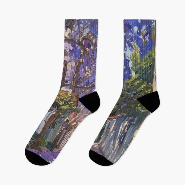 Item preview, Blooming Pathway: A Spring Street in Purple Splendor designed and sold by oanaunciuleanu.