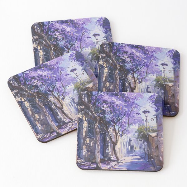 Item preview, Blooming Pathway: A Spring Street in Purple Splendor designed and sold by oanaunciuleanu.