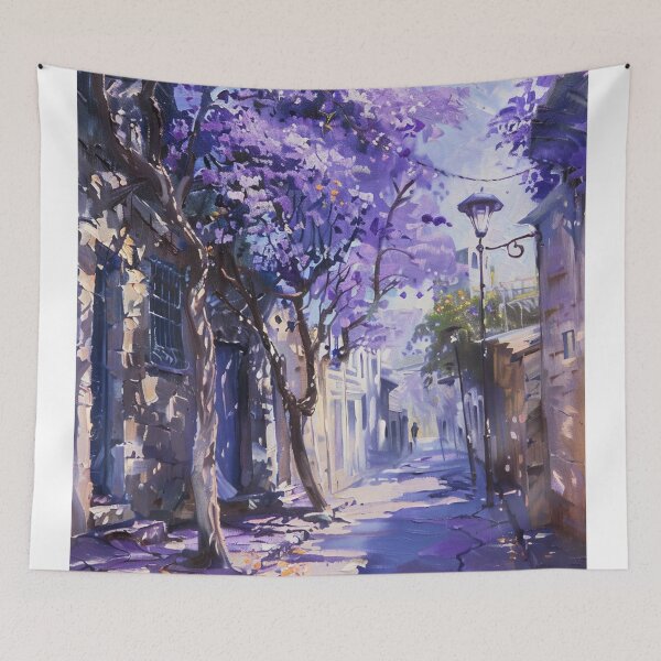 Item preview, Blooming Pathway: A Spring Street in Purple Splendor designed and sold by oanaunciuleanu.