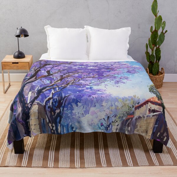 Item preview, Blooming Pathway: A Spring Street in Purple Splendor designed and sold by oanaunciuleanu.