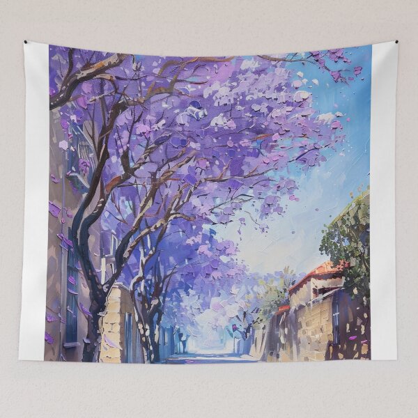 Item preview, Blooming Pathway: A Spring Street in Purple Splendor designed and sold by oanaunciuleanu.