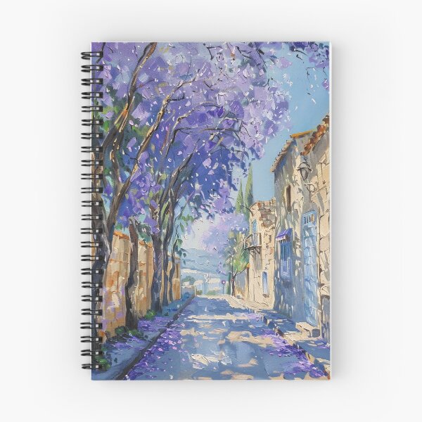 Item preview, Blooming Pathway: A Spring Street in Purple Splendor designed and sold by oanaunciuleanu.