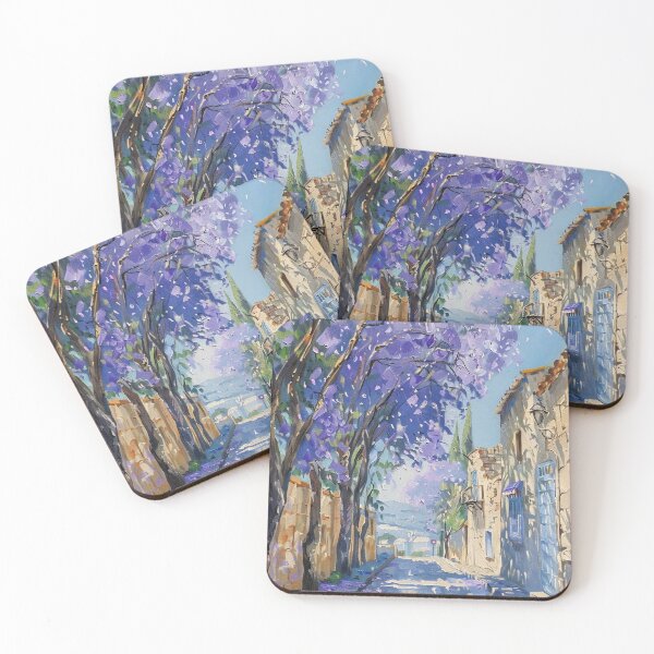 Item preview, Blooming Pathway: A Spring Street in Purple Splendor designed and sold by oanaunciuleanu.