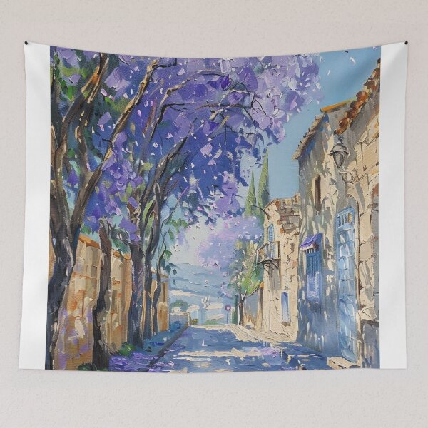 Item preview, Blooming Pathway: A Spring Street in Purple Splendor designed and sold by oanaunciuleanu.
