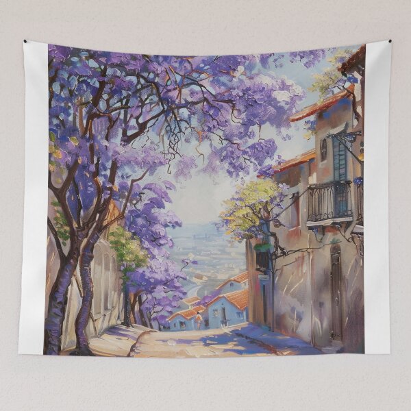 Item preview, Blooming Pathway: A Spring Street in Purple Splendor designed and sold by oanaunciuleanu.