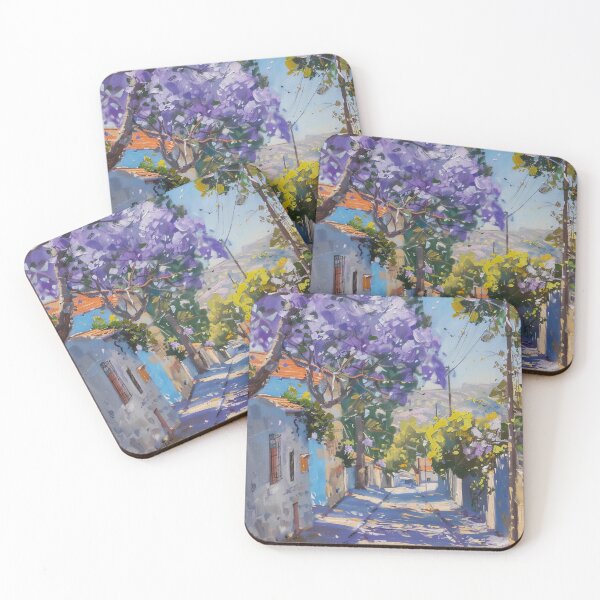 Item preview, Blooming Pathway: A Spring Street in Purple Splendor designed and sold by oanaunciuleanu.