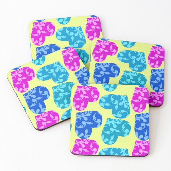 Item preview, PINK BLUE Hand drawn Beautiful Hearts / Pink Hearts Blue hearts designed and sold by Victoria Rose.