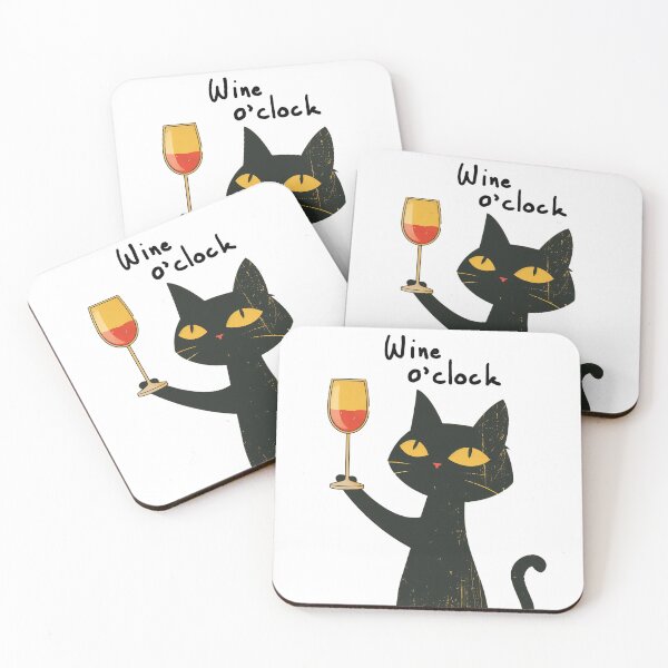 Artikelvorschau, Katze mit Wein „Wine o'clock.“ entworfen und verkauft von N monster.