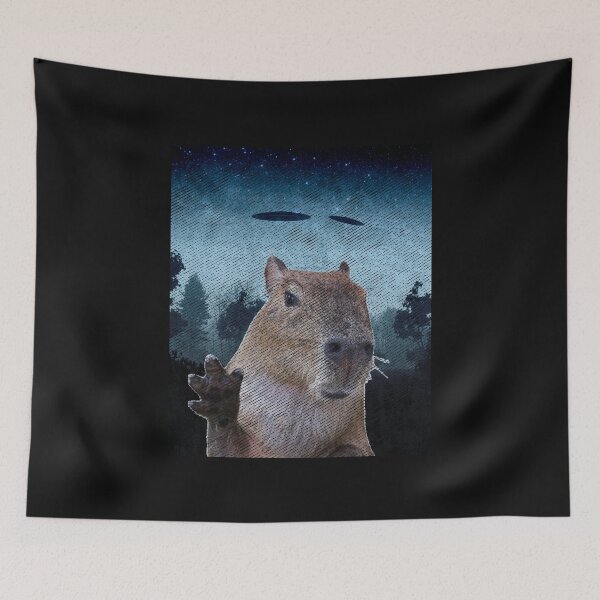Item preview, Funny Capybara Selfie with UFOs Weird Graphic designed and sold by alenaz.
