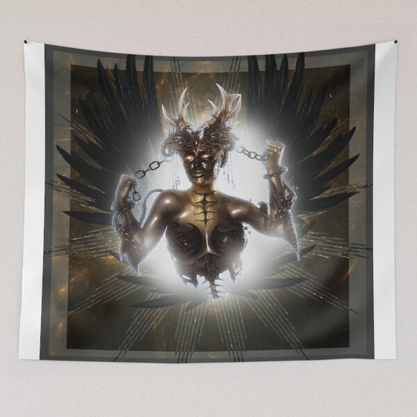 Item preview, Golden death goddess with horns in chains designed and sold by AtraLunaDesign.