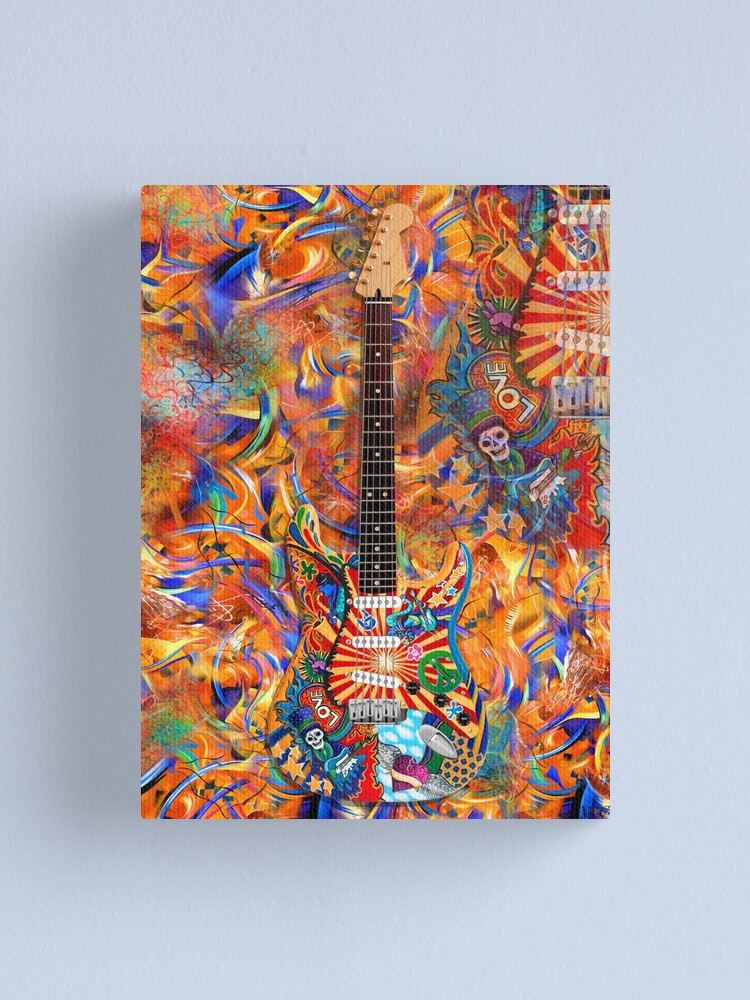 Skull Love Rock Electric Guitar Abstract Painting