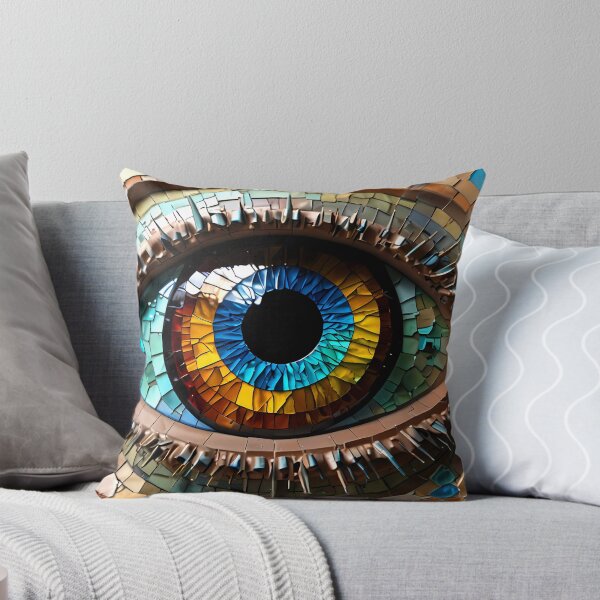 Item preview, Eye in mosaic and stained glass design effect vivid colours blues greens yellows designed and sold by FocusedArt.