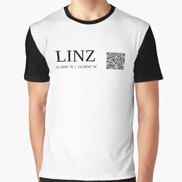 city of linz austria text gps coords - light t-shirt graphique