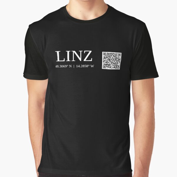 city of linz austria text gps coords - dark t-shirt graphique