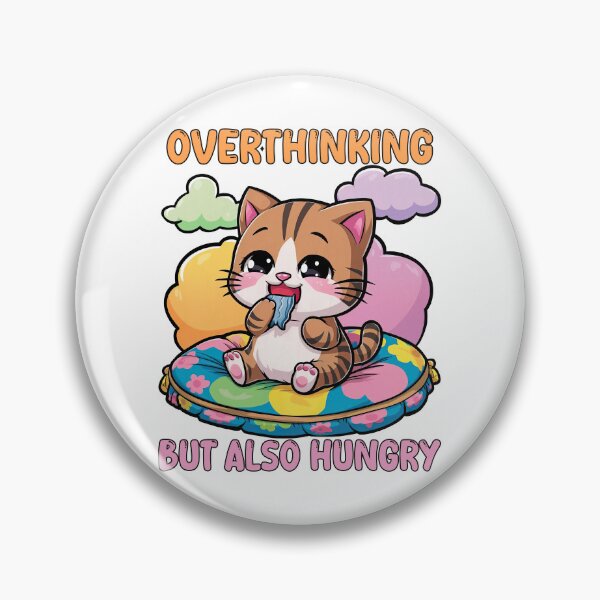 Item preview, Overthinking But Also Hungry, Over Thinking, Kawaii Style, Funny Cat designed and sold by Porcupine Tees ⭐⭐⭐⭐⭐.