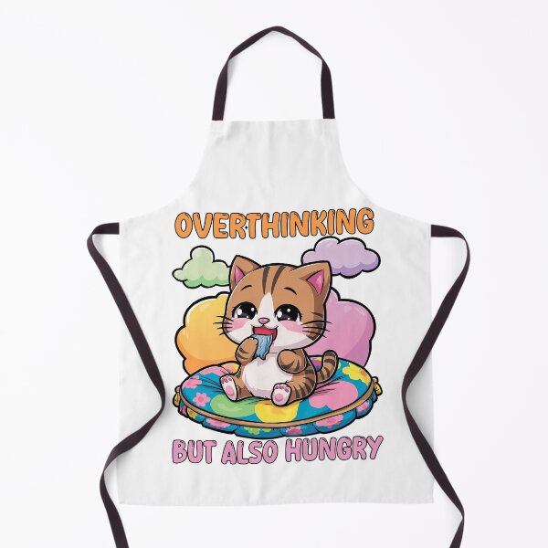 Item preview, Overthinking But Also Hungry, Over Thinking, Kawaii Style, Funny Cat designed and sold by Porcupine Tees ⭐⭐⭐⭐⭐.