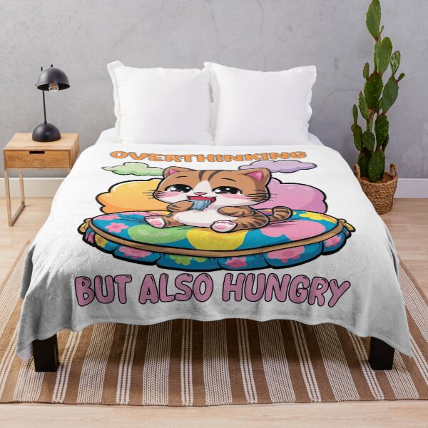 Item preview, Overthinking But Also Hungry, Over Thinking, Kawaii Style, Funny Cat designed and sold by Porcupine Tees ⭐⭐⭐⭐⭐.