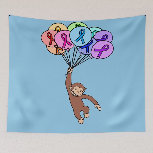 Item preview, Monkey Hanging on to Floating Awareness Ribbon Balloons  designed and sold by CaitlynConnor.