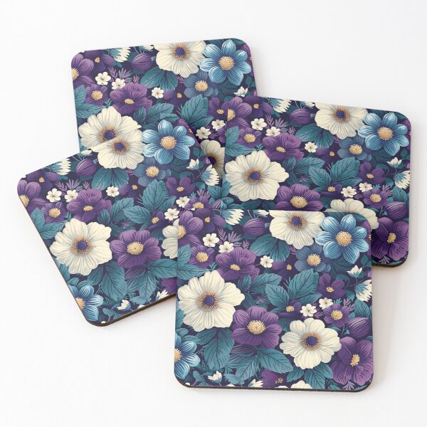 Item preview, Deep Lila & Teal Floral Seamless Patterns designed and sold by amortka.