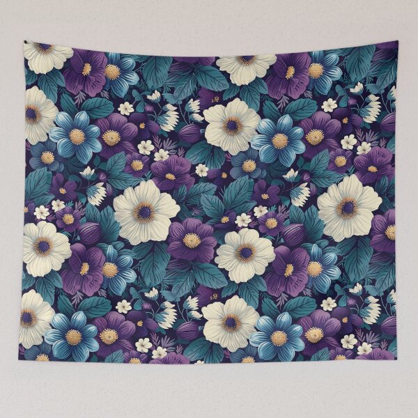 Item preview, Deep Lila & Teal Floral Seamless Patterns designed and sold by amortka.