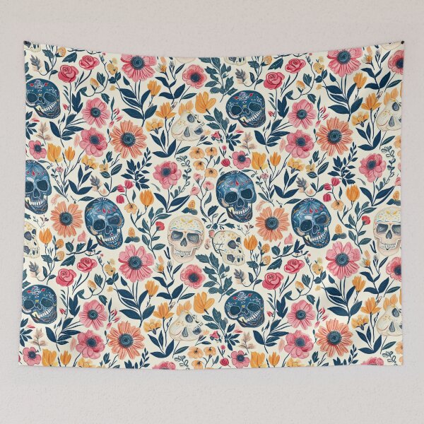 Item preview, Vintage Botanical Craft Paper with Colorful Cinco de Mayo Skulls designed and sold by amortka.