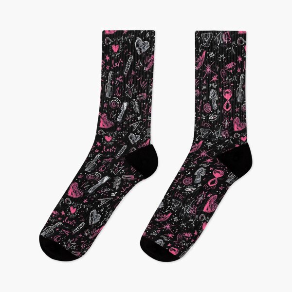 Item preview, Emo RPG Pattern: Dark Gray, Deep Pink & Black with Heart, Guitar Pick, Stars & Script designed and sold by amortka.