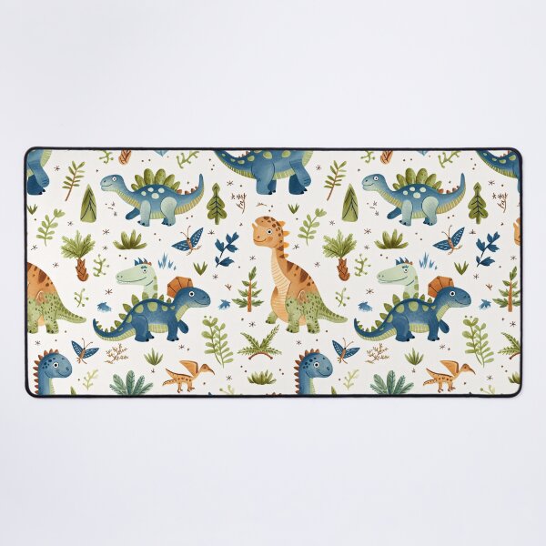Item preview, Dinosaur Cartoon Pattern - Blue, Green, Brown on White Background designed and sold by amortka.