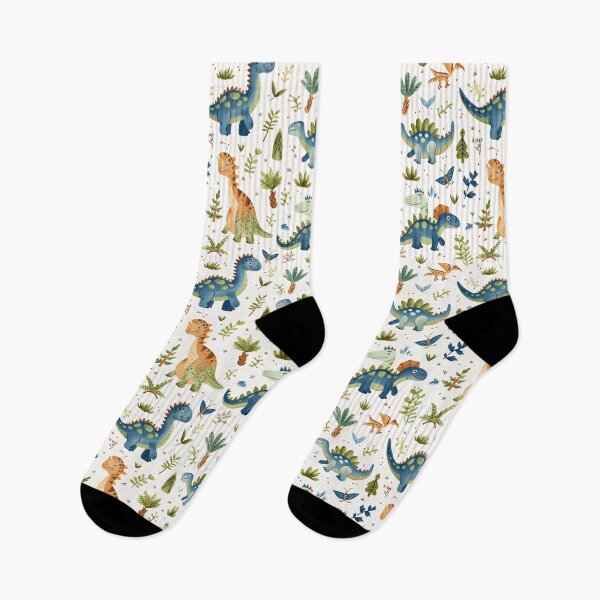 Item preview, Dinosaur Cartoon Pattern - Blue, Green, Brown on White Background designed and sold by amortka.