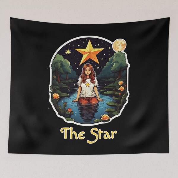 Item preview, Major Arcana The Star Tarot Card Pond Girl - Hope and Good Luck designed and sold by Pixel Waite.