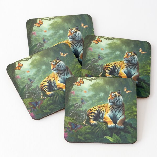 Item preview, Tiger and butterfly, plants, flowers, nature, pagoda, China designed and sold by Sugar Wisdom .