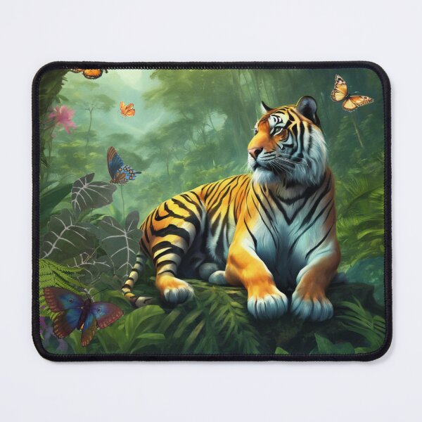 Item preview, Tiger and butterfly, plants, flowers, nature, pagoda, China designed and sold by Sugar Wisdom .