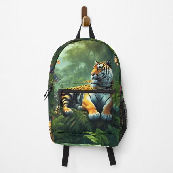 Item preview, Tiger and butterfly, plants, flowers, nature, pagoda, China designed and sold by Sugar Wisdom .