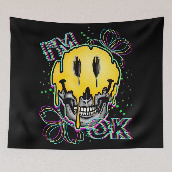 Item preview, I'm Ok - Skull Glitch melting Smile designed and sold by Roysdisturbia.