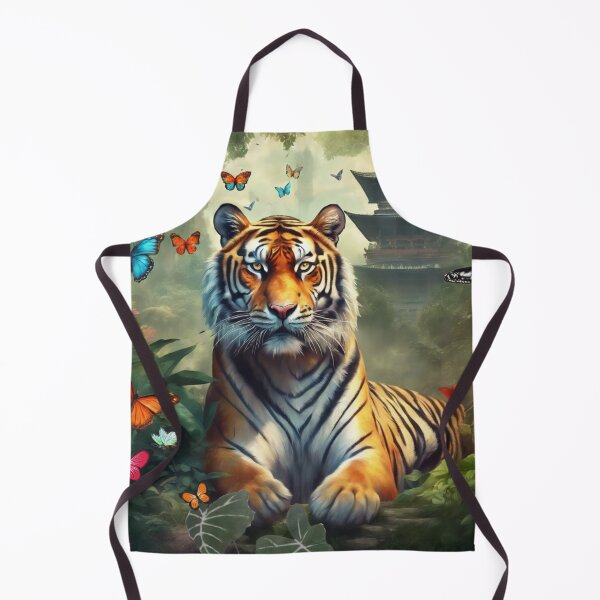 Item preview, Tiger and butterfly, plants, flowers, nature, pagoda, China designed and sold by Sugar Wisdom .