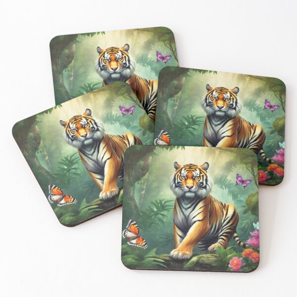 Item preview, Tiger and butterfly, plants, flowers, nature, pagoda, China designed and sold by Sugar Wisdom .
