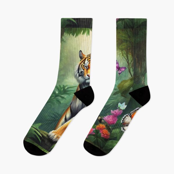 Item preview, Tiger and butterfly, plants, flowers, nature, pagoda, China designed and sold by Sugar Wisdom .