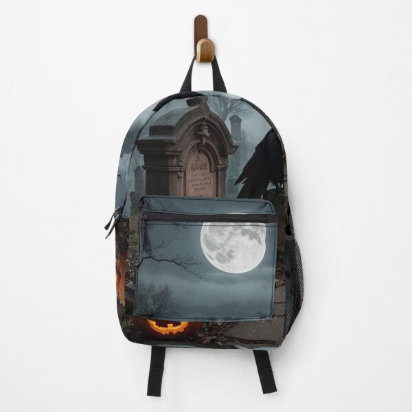 Item preview, Haunted Halloween Full Moon Graveyard With Raven Castle & pumpkins designed and sold by EnchantedVista.