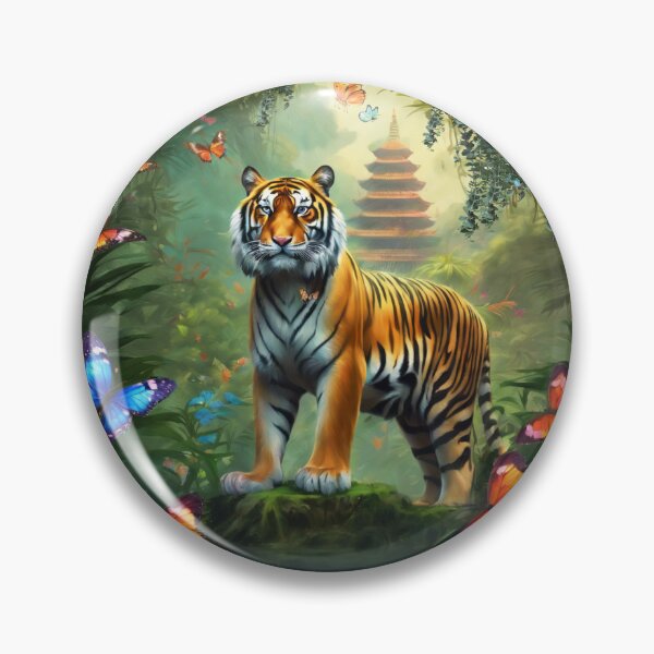 Item preview, Tiger and butterfly, plants, flowers, nature, pagoda, China designed and sold by Sugar Wisdom .