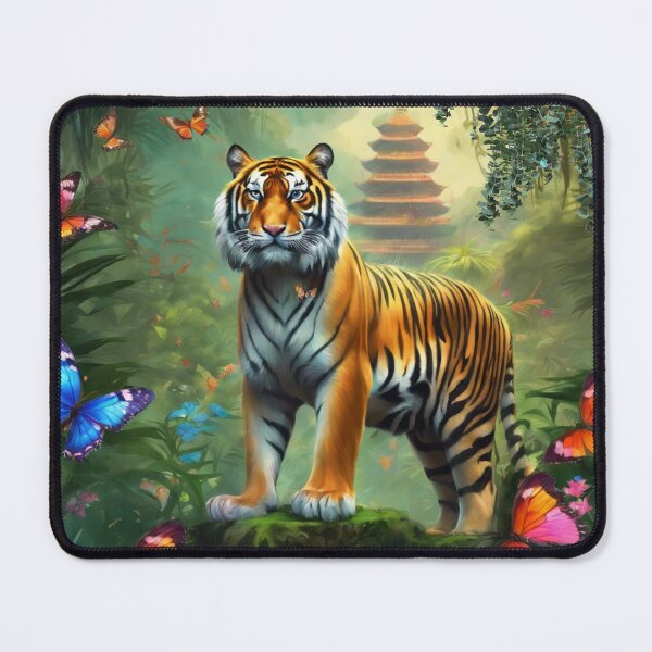 Item preview, Tiger and butterfly, plants, flowers, nature, pagoda, China designed and sold by Sugar Wisdom .