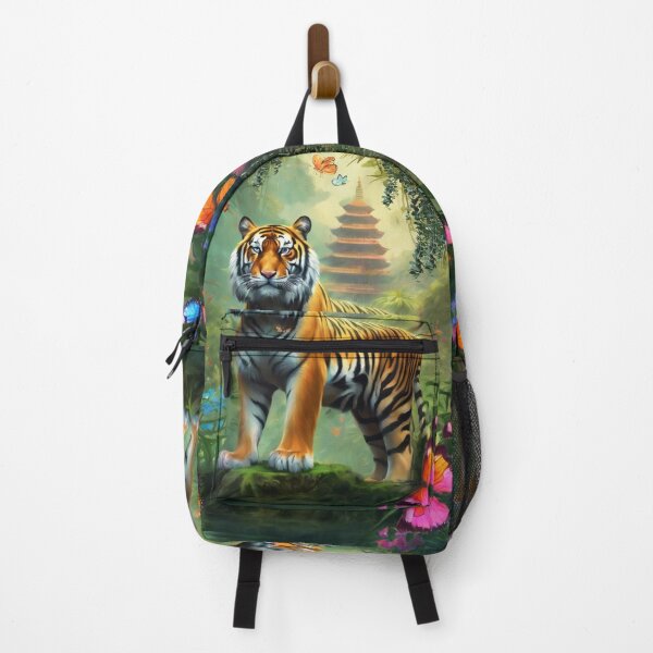 Item preview, Tiger and butterfly, plants, flowers, nature, pagoda, China designed and sold by Sugar Wisdom .