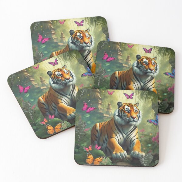 Item preview, Tiger and butterfly, plants, flowers, nature, pagoda, China designed and sold by Sugar Wisdom .