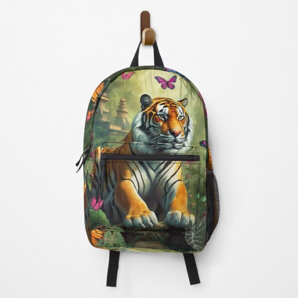 Item preview, Tiger and butterfly, plants, flowers, nature, pagoda, China designed and sold by Sugar Wisdom .