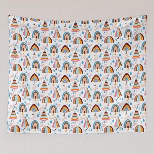 Item preview, dancing umbrellas with dewdrops and windy Strome on a rainy day. designed and sold by Kaushlydraw.