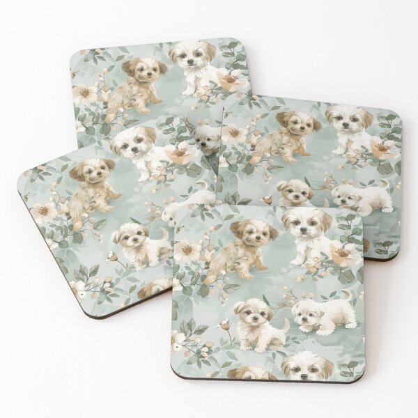 Item preview, Watercolor Puppies Pattern designed and sold by NicolasGlowArt.
