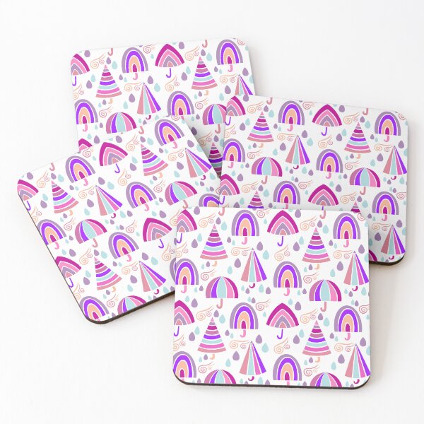 Item preview, dancing umbrellas with dewdrops and windy Strome on a rainy day with purple palate designed and sold by Kaushlydraw.