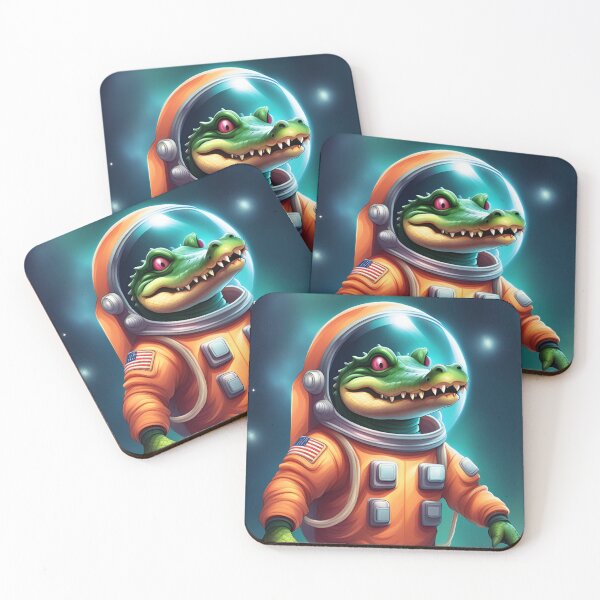 Item preview, A crocodile in a spacesuit is floating in space. designed and sold by Lurgi-Print.