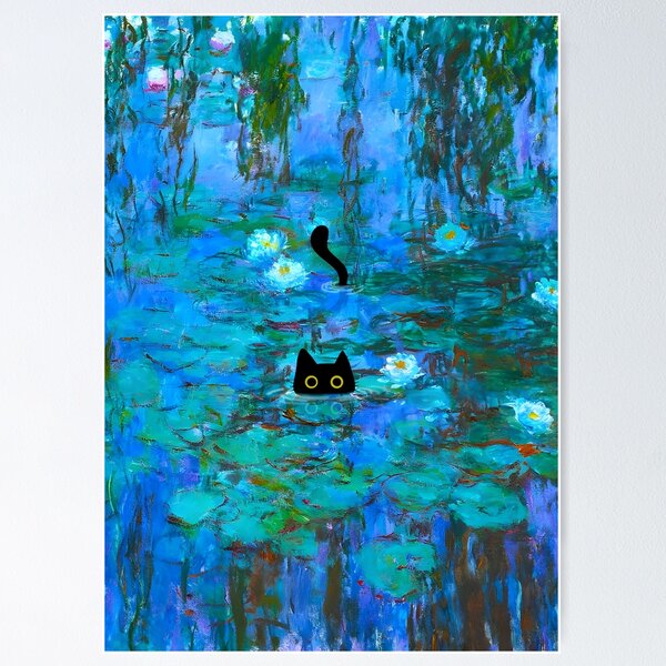 Item preview, Monet Water Lilies | Monet Waterlily Cat Prints  designed and sold by AgevTor.