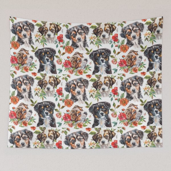 Item preview, Cute Puppies With Flowers designed and sold by NicolasGlowArt.