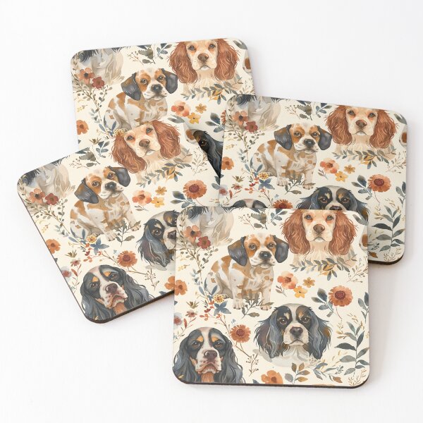 Item preview, Dogs Faces Watercolor Pattern designed and sold by NicolasGlowArt.